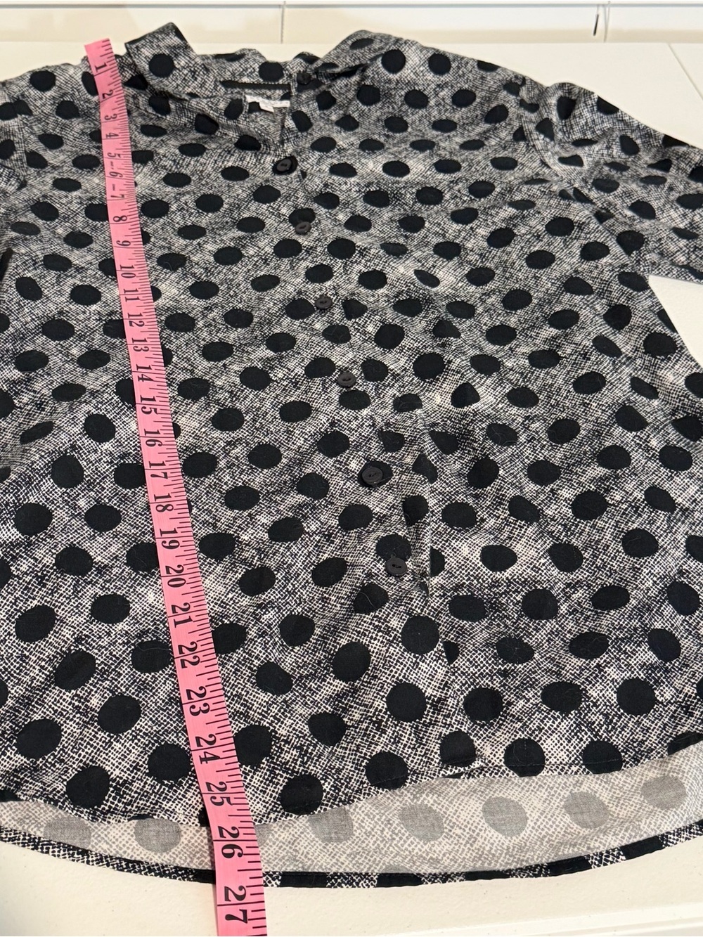 Foxcroft Wrinkle Free Black & White Polka Dot Button-Down Blouse - Picture 6 of 7